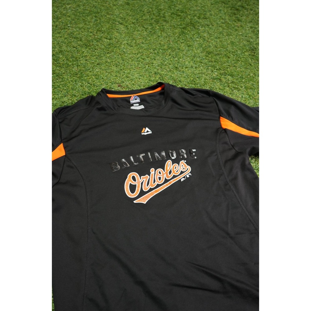 Majestic Baltimore Orioles Baseball‎ Team Shirt Mens Large Black Logo Pullover